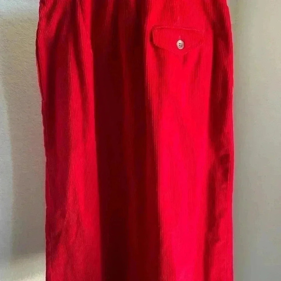 Vintage Villager Red Corduroy Midi Preppy Academia Y2K Western Button Skirt 8P - Picture 6 of 7